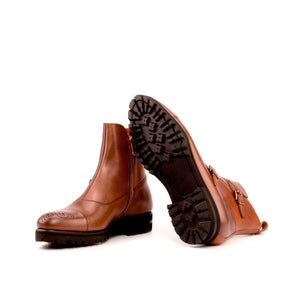"Heinrich" Cognac and Med Brown Triple Calf Octavian Buckle Boot