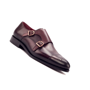 Crimson Elegance Double Monk Shoe