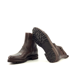 "Aldrich" Dark Brown Painted Calf Octavian Buckle Boot